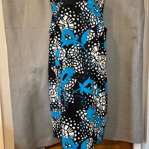 I.N. Studio Blue and Black Floral Midi Dress